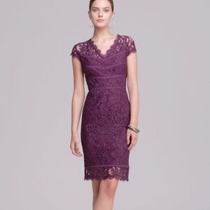 Adrianna Papell Deep Purple Lace Midi Dress